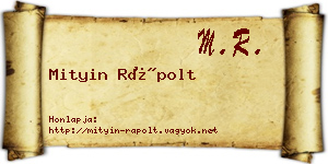 Mityin Rápolt névjegykártya